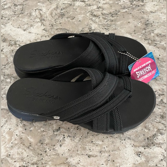 Cali from Skechers Shoes - NWT Cali from Skechers Yoga Foam “Perfect 4 You” black sandals, size 6